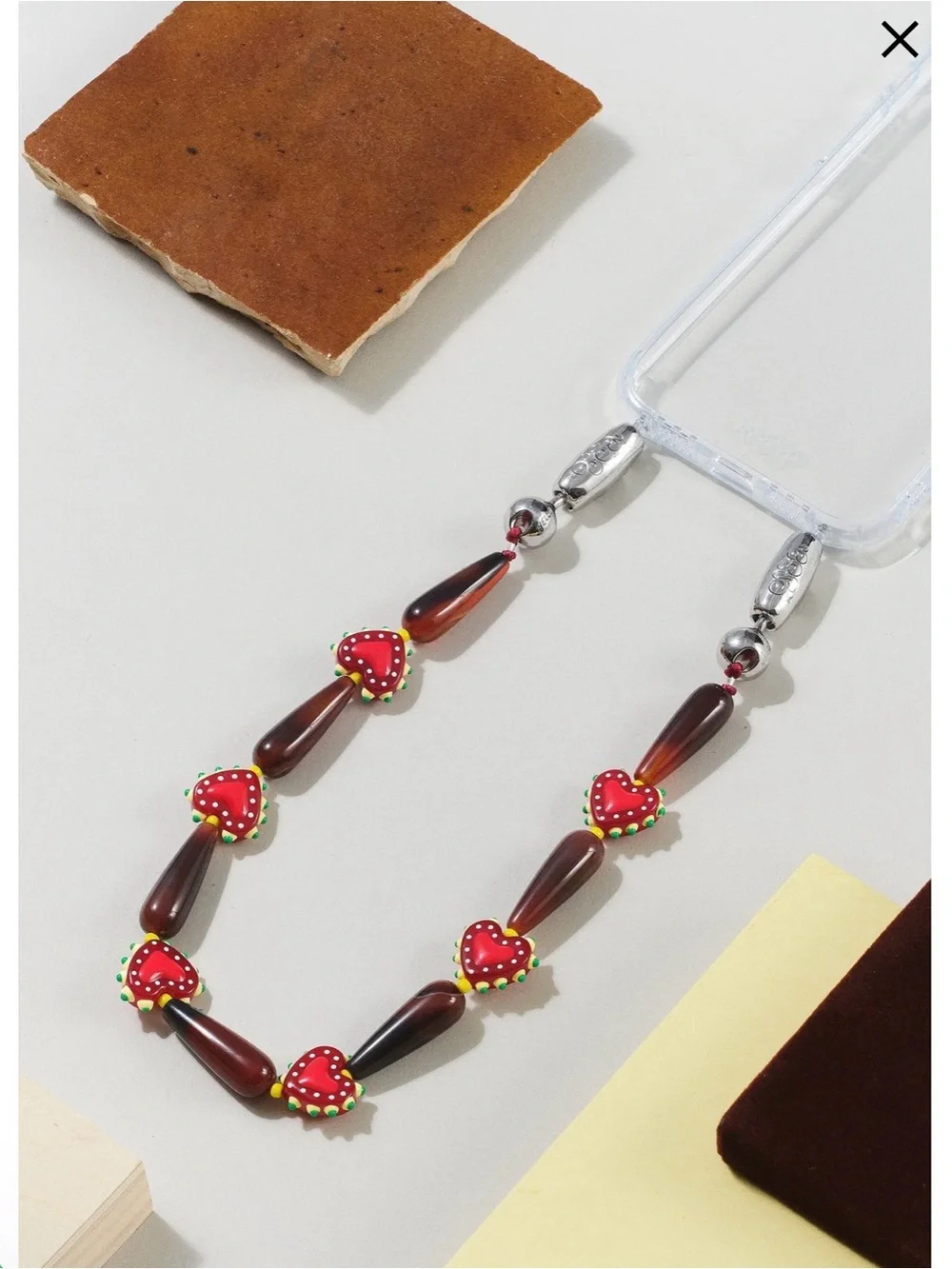 Ossa New Ossa New York Western Heart Red Agate Wristlet Phone Chain
